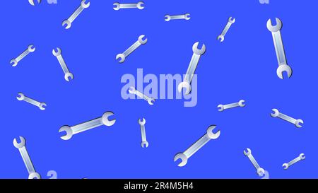 Vintage Wrench Hand Drawn Seamless Pattern Background. Vector. Pliers, hardware. Stock Vector