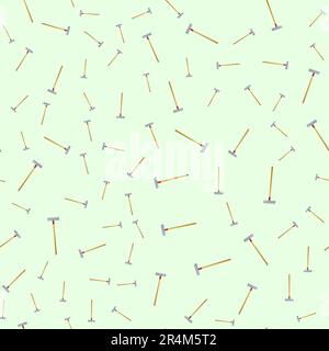 Seamless pattern of black outline garden and kailyard rakes with handles on a white background. Stylized hand drawing. Endless monochrome doodles patt Stock Vector
