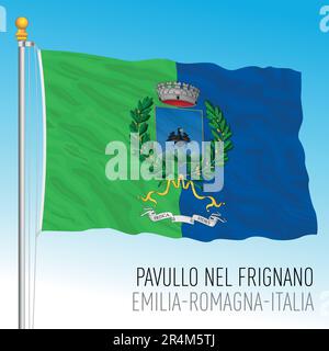 Pavullo nel Frignano, flag with coat of arms of the city, province of Modena, Italy, vector illustration Stock Vector