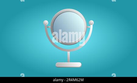 Fashionable beautiful beauty glamorous trendy makeup mirror on a blue background. Vector illustration. Stock Vector