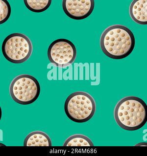 Makeup powder with mirror icon isolated seamless pattern background. Vector Illustration. Stock Vector