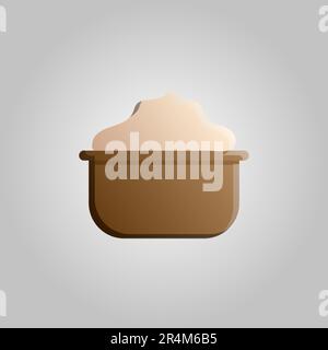 Fashionable beautiful beauty glamorous trendy beige cream in a jar for makeup of hands, feet and face on a white background. Vector illustration. Stock Vector