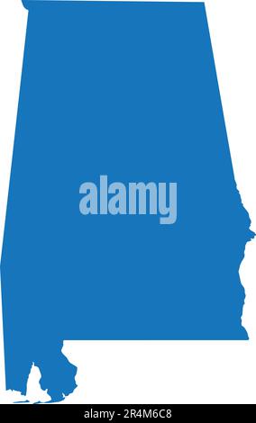 BLUE CMYK color map of ALABAMA, USA Stock Vector