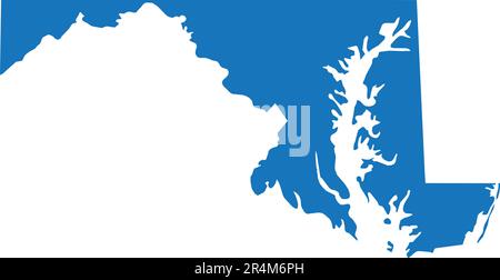 BLUE CMYK color map of MARYLAND, USA Stock Vector