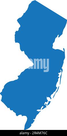 BLUE CMYK color map of NEW JERSEY, USA Stock Vector