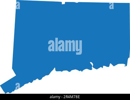 BLUE CMYK color map of CONNECTICUT, USA Stock Vector