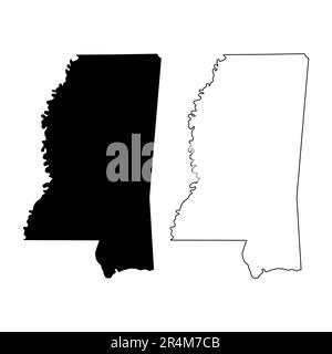 Set of Mississippi map, united states of america. Flat concept icon vector illustration . Stock Vector