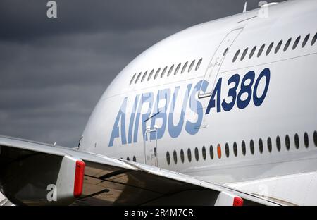 File photo dated 16/07/16 of an Airbus A380 as new airline company Global Airlines have said it has acquired an Airbus A380, the world's largest passenger jet, as they plan to operate transatlantic flights from London by spring 2024. Issue date: Monday May 29, 2023. Stock Photo