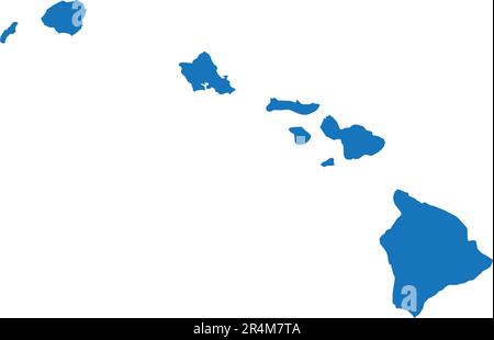 BLUE CMYK color map of HAWAII, USA Stock Vector