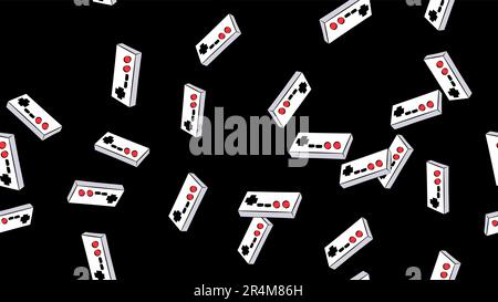 Texture seamless pattern from an old vintage retro hipster antique joystick controller for video games on a background of the 70s, 80s, 90s. The backg Stock Vector