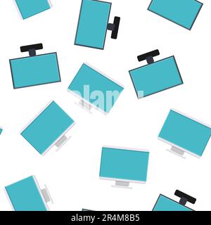 Seamless pattern, texture of modern digital rectangular lcd liquid crystal ice LED ips widescreen frameless monitors, screens, technology isolated on Stock Vector