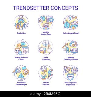 Trendsetter concept icons set Stock Vector