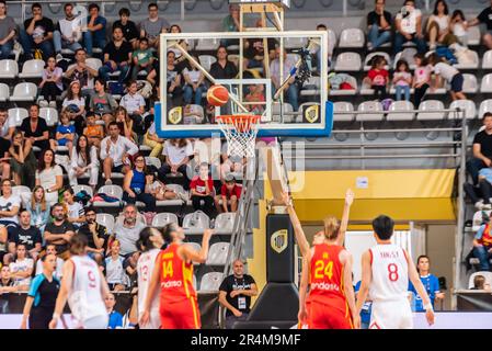 Vigo, Spain. May 27th, 2023. match with a lot of intensity between the women's national team of china vs spain where you can appreciate several plays Stock Photo