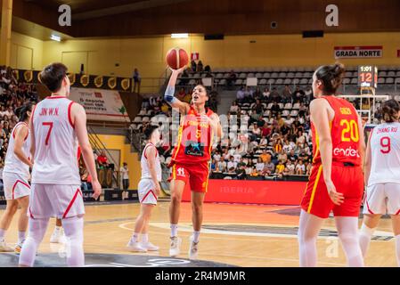 Vigo, Spain. May 27th, 2023. match with a lot of intensity between the women's national team of china vs spain where you can appreciate several plays Stock Photo