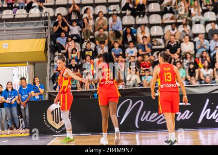 Vigo, Spain. May 27th, 2023. match with a lot of intensity between the women's national team of china vs spain where you can appreciate several plays Stock Photo