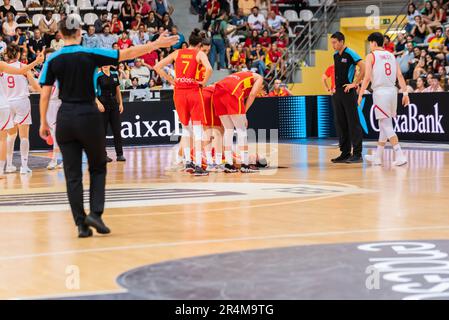 Vigo, Spain. May 27th, 2023. match with a lot of intensity between the women's national team of china vs spain where you can appreciate several plays Stock Photo