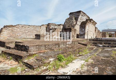 The elaborate ruins of Comalcalco in Tabasco, Mexico, is the western-most Mayan city and the only ever built of brick Stock Photo