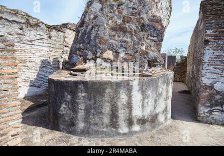 The elaborate ruins of Comalcalco in Tabasco, Mexico, is the western-most Mayan city and the only ever built of brick Stock Photo