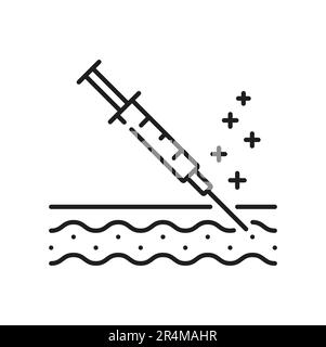 Botox injection icon, face skin care, and beauty treatment, line vector. Botox, mesotherapy or filler inject icon for lifting, skincare anti age and aesthetic medicine and bio revitalization pictogram Stock Vector