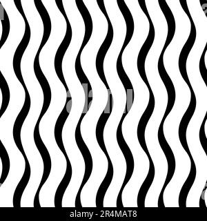 Line seamless pattern. Repeating black waves on white background for design prints. Curves lattice. Repeated monochrome motive. Repeat curved pattern Stock Vector