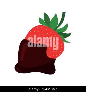 Strawberries in chocolate. Red berry isolated. Chocolate dessert. Vector illustration Stock Vector