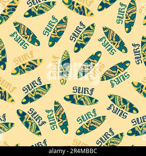 Seamless pattern with surfboards in flat style Stock Vector