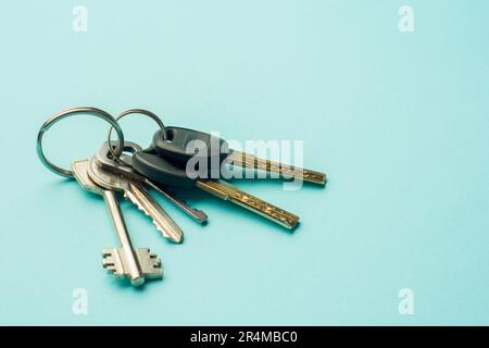 Keys with on color background with copy space Stock Photo
