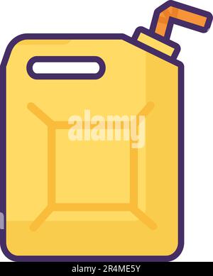 Metal canister container for transportation of gasoline, diesel fuel. Hazardous waste pollution problem. Flat icon in stroke, element for infographics Stock Vector