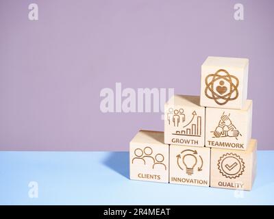 Symbols of core values as a concept for successful business management Stock Photo