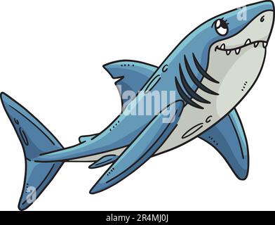 Mother Great White Shark Cartoon Colored Clipart  Stock Vector
