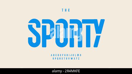 Sporty stencil alphabet, retro sans serif tall letters, rounded high font for sport logo, title, headline, label, contemporary typography, modern Stock Vector