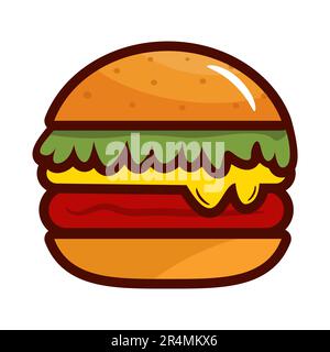 delicious hamburger fast food icon vector illustration design graphic flat style Stock Vector