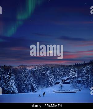 Moonrise over Maihaugen Stock Photo