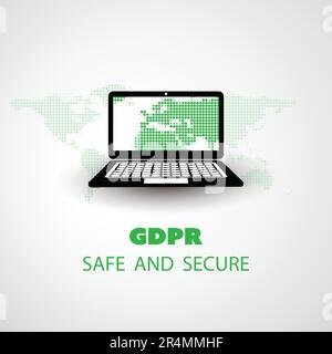 EU General Data Protection Regulation (GDPR) Design Concept - Rules to Comply for Secure Personal Data Storage and Handling Stock Vector