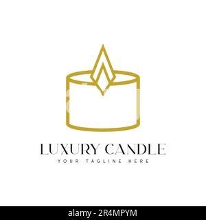 Luxury Candle Logo Design Stock Vector