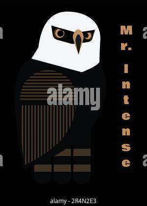 Hawk-eagle Mr. Intense on black background Stock Vector