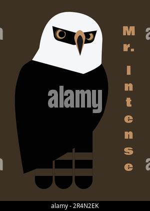 Hawk-eagle Mr. Intense -simple- on bronze background Stock Vector