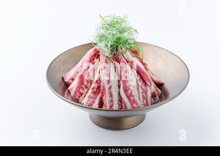 Raw Beef spare ribs for the Yakiniku, Sukiyaki, barbecue and Shabu.for Japanese bbq or Korea bbq。 Stock Photo