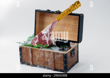 Tomahawk Steak for Japanese bbq or Korea bbq。 Stock Photo