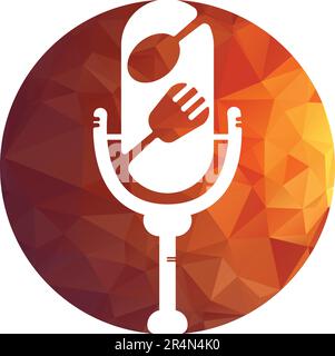 Podcast food logo icon designs vector. Food Podcast for sign, mascot or other Stock Vector