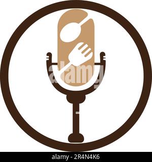 Podcast food logo icon designs vector. Food Podcast for sign, mascot or other Stock Vector