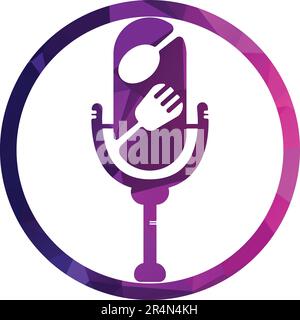 Podcast food logo icon designs vector. Food Podcast for sign, mascot or other Stock Vector