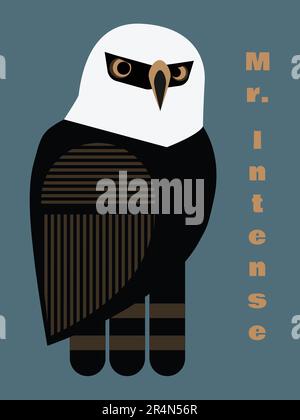 Hawk-eagle Mr. Intense on blue background Stock Vector