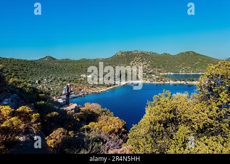 Beautiful Limangazi Bay on the Lycian Way, Kaş, Turkey Stock Photo