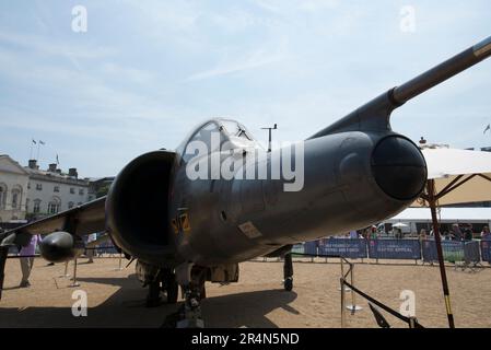 Harrier GR3 on display in Horse Guards Parade as part of the RAF100 tour (100th Birthday of the RAF) Stock Photo
