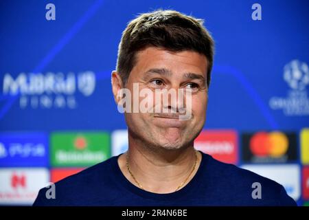 File photo dated 31-05-2019 of Handout photo provided by UEFA of Tottenham Hotspur manager Mauricio Pochettino during a press conference at The Estadio Metropolitano, Madrid. Mauricio Pochettino has been appointed as Chelsea head coach on a two-year contract, the club have announced. Issue date: Monday May 29th, 2023. Stock Photo