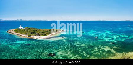 Alcanada Lighthouse in Mallorca, Spain. Stock Photo