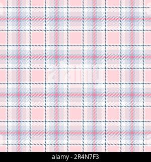 Seamless pattern. Repeating plaid tartan pink color. Check design for prints. Repeated scottish flannel. Madras fabric. Neutral wool lattice Stock Vector