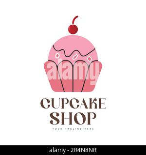 Dessert Shop Logo Design Cupcake Logotype Stock Vector