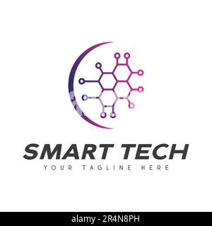 Smart Tech Logo Design IT Security Logotype Cyberspace Stock Vector